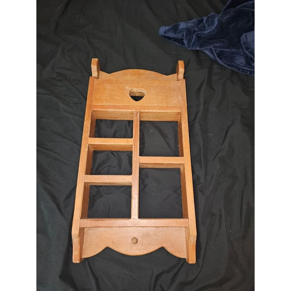 Vintage Wooden Wall Shelf Heart Cutout Country Farmhouse Shadow Box Cubby 24in